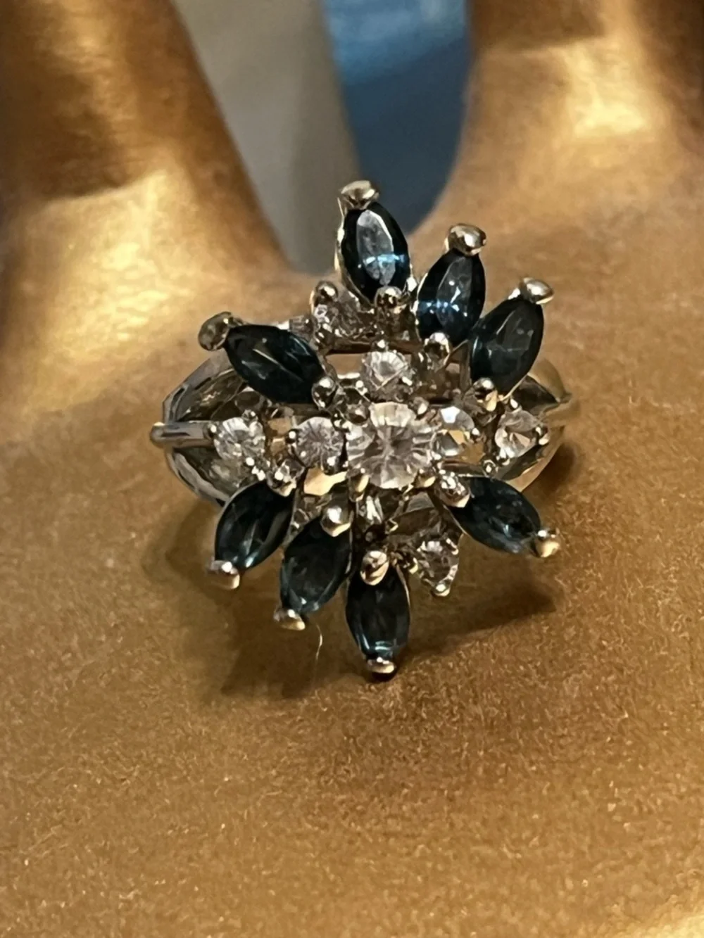 14K GE Vintage Cluster Cocktail Ring